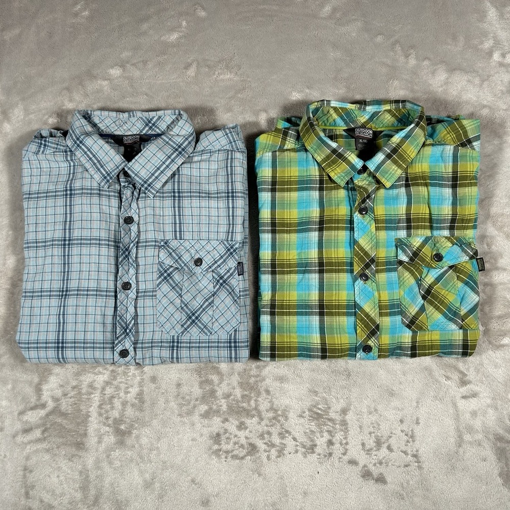 Outdoor Research Lot of 2 Jinx SS Shirt Mens XL Multi Plaid Button Up Gorpcore